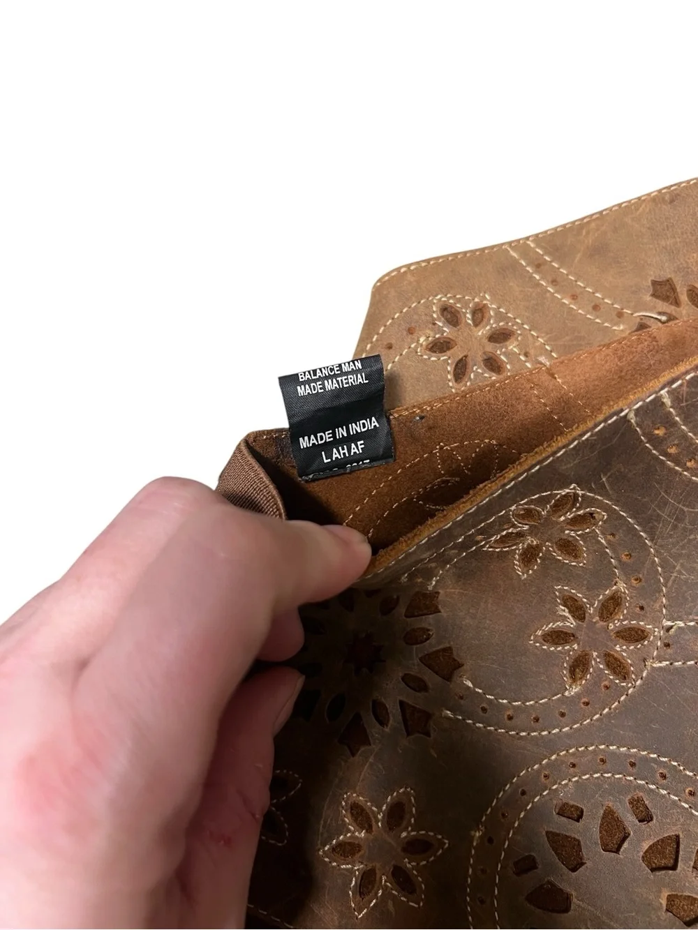 Laredo Caught you lookin brown leather and suede floral square toe riding boots